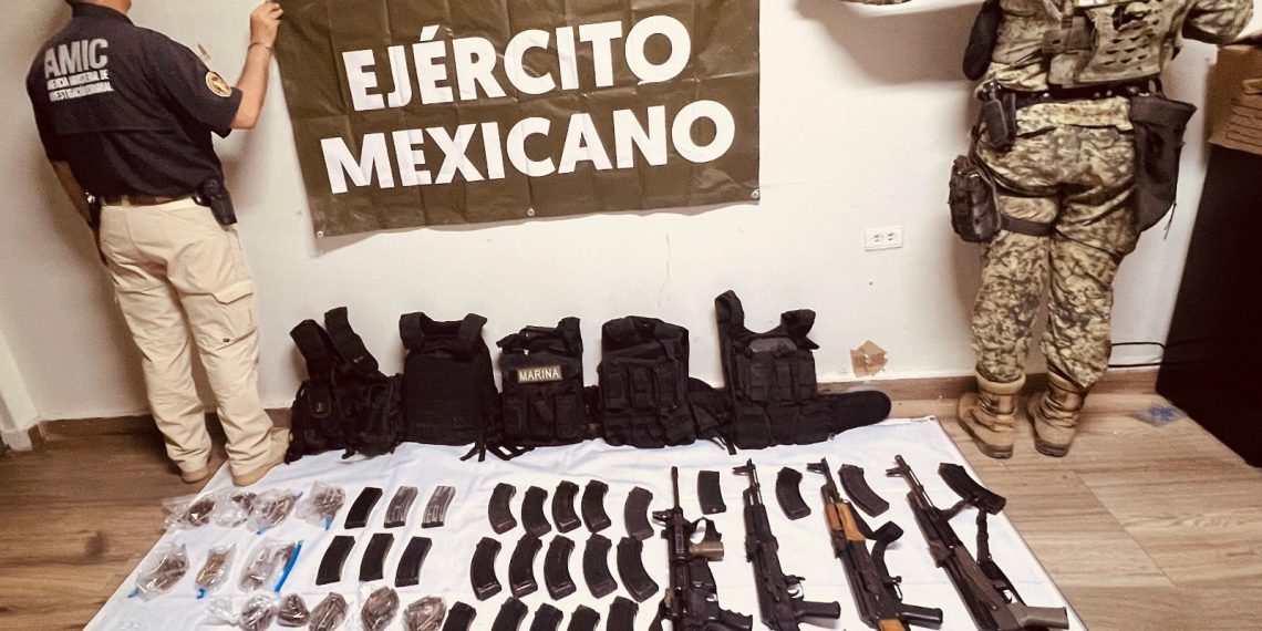 Guardia Nacional y Ejército Mexicano aseguranarmamento en Navojoa