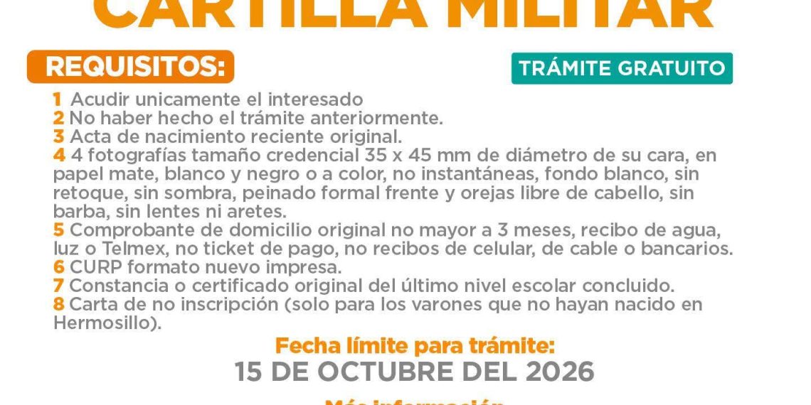 Invitan a Jóvenes clase 2008 y remisos a iniciar el trámite de su Cartilla del Servicio Militar Nacional