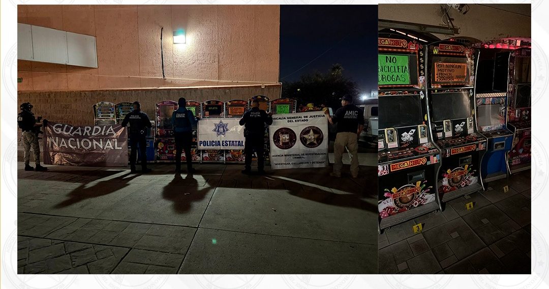 Cateo coordinado en Hermosillo permite asegurar 10 máquinas tragamonedas: FGJES