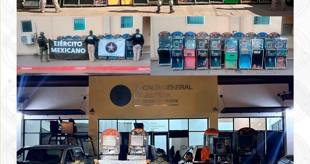 AMIC-DEFENSA-SEMAR-GN aseguran 41 máquinas tragamonedas en Cajeme, Hermosillo y Guaymas