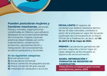 Se abre Convocatoria para el Premio a la Pesca y Acuacultura Sustentables 2024