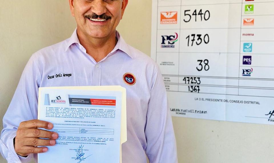 Tras contundente triunfo, recibe Oscar Ortiz constancia de mayoría al obtener el 65.21 % de los votos emitidos