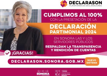 Cumple Sonora con 100% de declaraciones patrimoniales