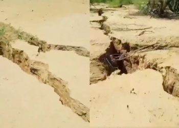 Grietas gigantes aparecen en el ejido Cruz Gálvez