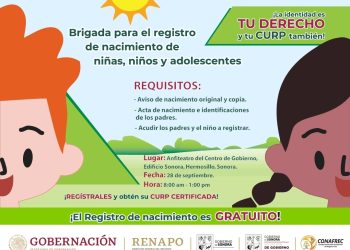 Realizará Registro Civil jornada para dar identidad oficial a menores en Hermosillo