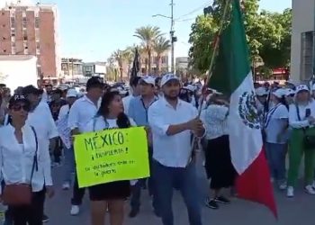 Trabajadores del Poder Judicial salen a las calles de Hermosillo a protestar