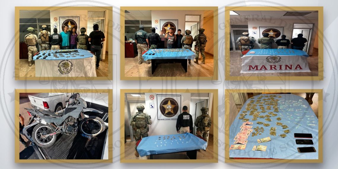 Fuerza de Tarea Interinstitucional en Cajeme realiza cinco detenciones y asegura 271 dosis de narcótico