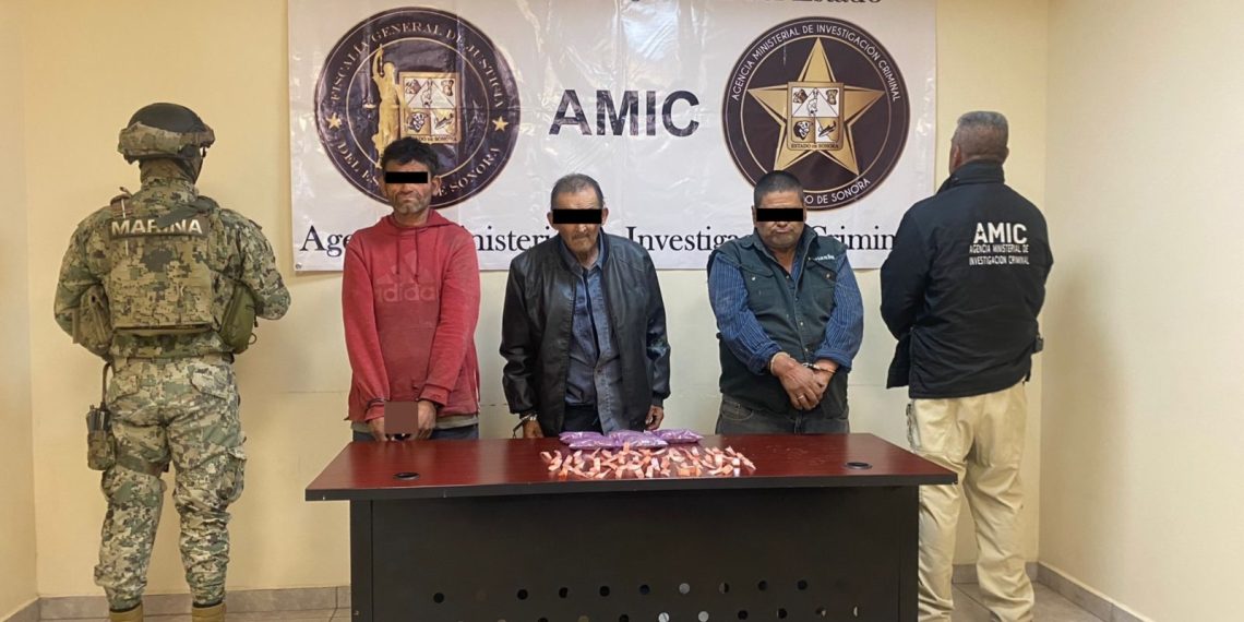 AMIC y SEMAR aseguran drogas y detienen a tres personas en San Luis Río Colorado