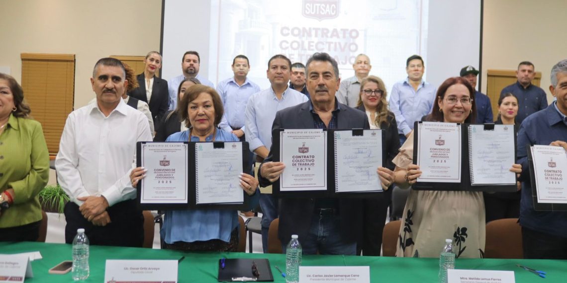 Firman gobierno municipal de Cajeme y SUSTAC-CTM convenio colectivo de trabajo 2025-2027