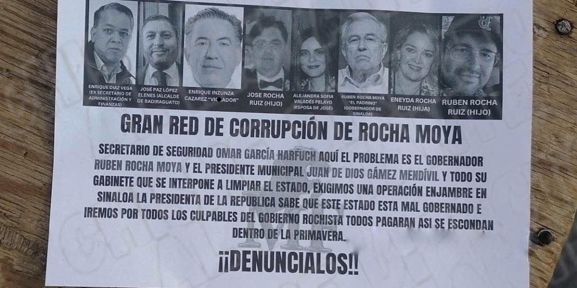 “Llueven” narcomensajes en Culiacán con imagen de Rubén Rocha; exigen operación enjambre