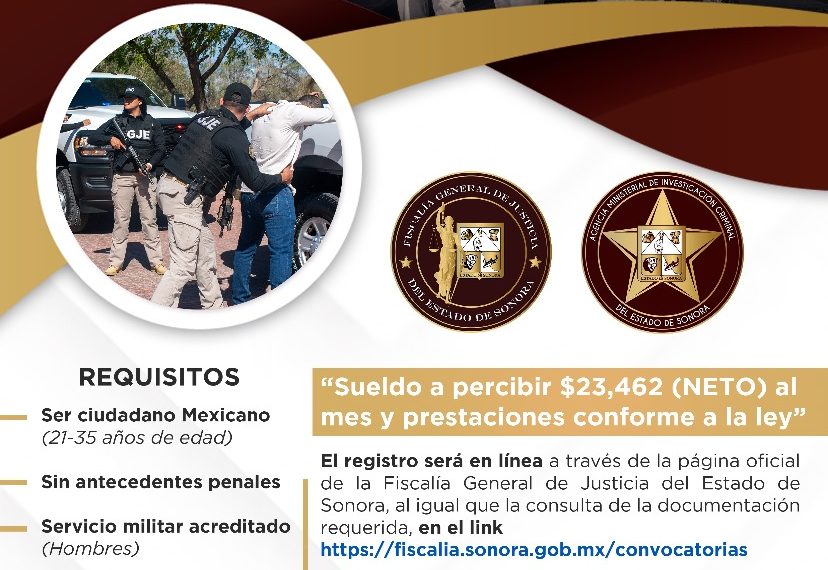 Abre FGJES convocatoria para Agentes Ministeriales de Investigación Criminal