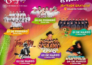 Presenta Ayuntamiento de Guaymas cartelera del Carnaval Guaymas 2025 ¡La fiesta es nuestra!