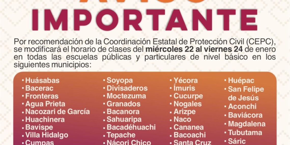 Modifica SEC horario de clases en 41 municipios ante pronóstico de bajas temperaturas