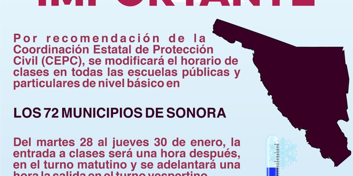 Recomienda Protección Civil modificación de horario de clases en toda la entidad: SEC
