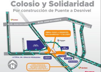 A partir del jueves 2 transitarán automovilistas por rutas alternas de Colosio y Solidaridad por inicio de obra de paso desnivel