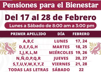 Del 17 al 28 de febrero registro a las Pensiones para el Bienestar de las Personas Adultas Mayores, con Discapacidad y Mujeres Bienestar, informa Ariadna Montiel