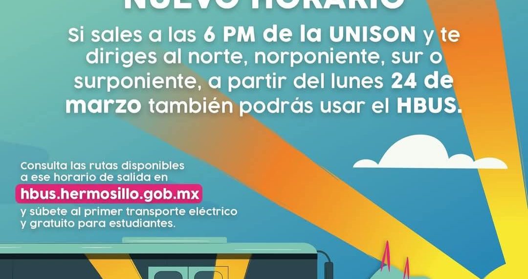 Se agregan nuevos horarios al HBus en tres rutas desde la UNISON