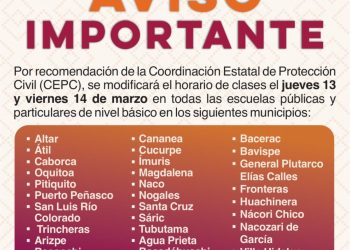 Anuncia SEC Sonora modificación de horario de clases por bajas temperaturas