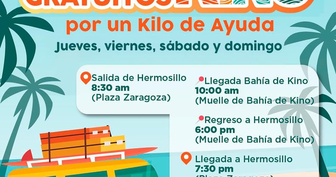 Ayuntamiento de Hermosillo trasladará gratis a hermosillenses a Bahía de Kino