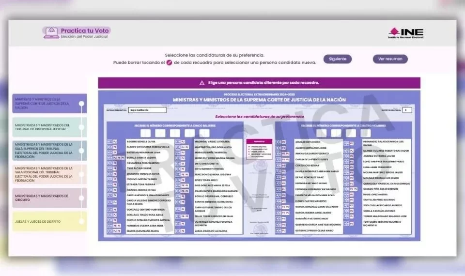 Lanza INE ‘practica tu voto’ para elección judicial
