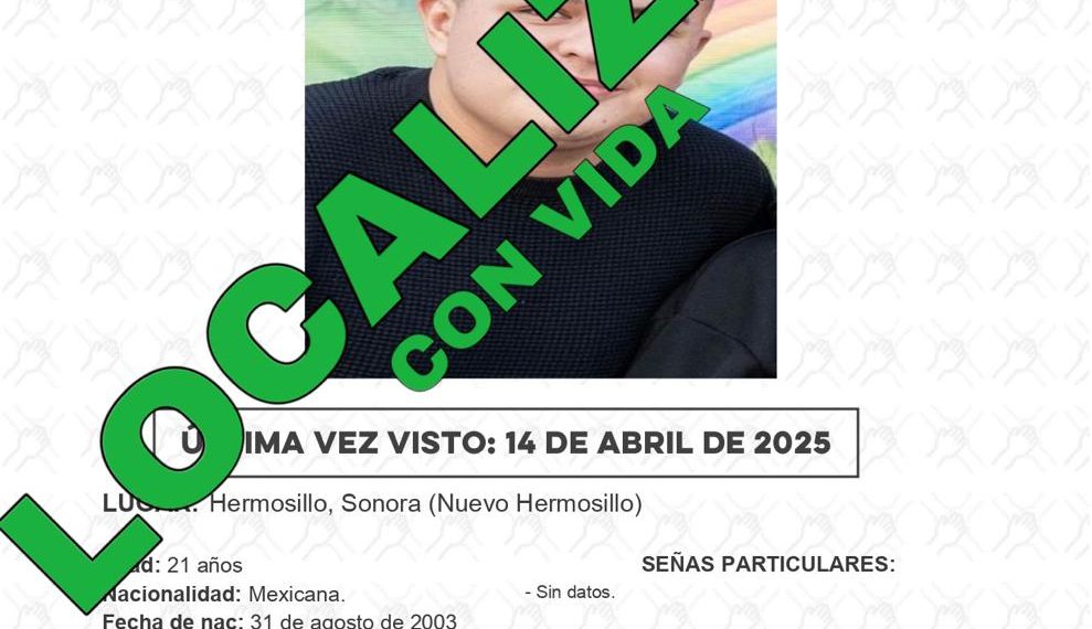 Localizado con vida joven privado de su libertad en Hermosillo