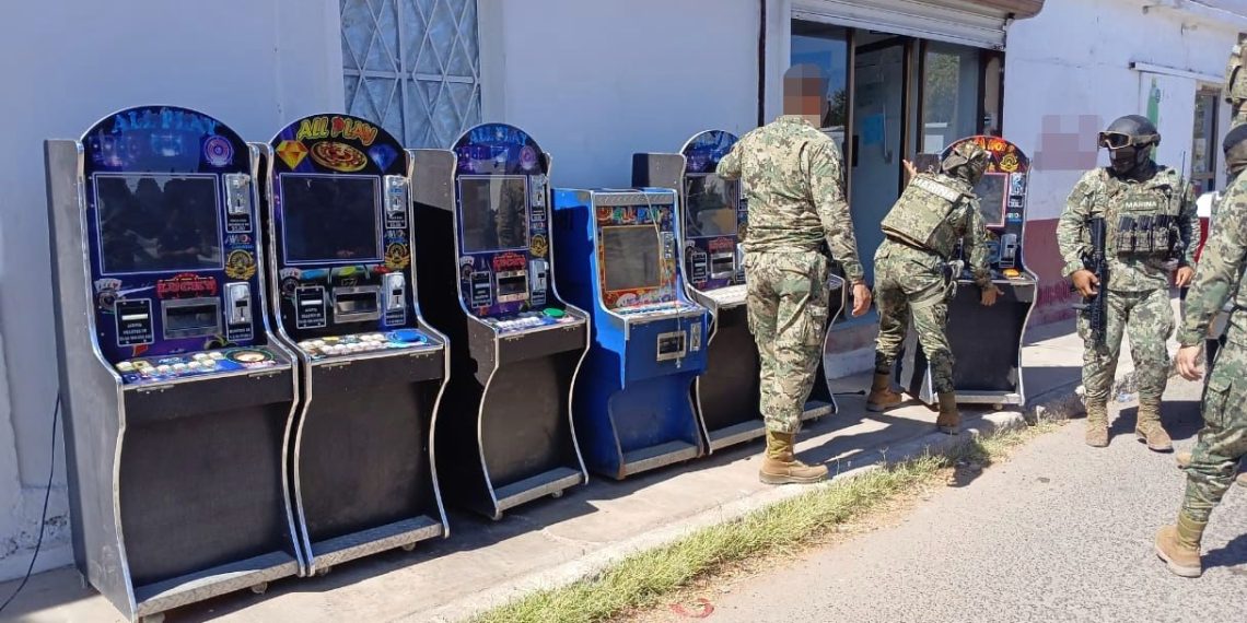 Operativo AMIC, DEFENSA y MARINA asegura de 27 máquinas tragamonedas en Ciudad Obregón y Empalme
