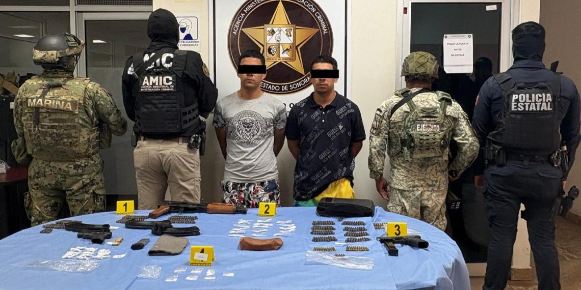 Aseguran armamento y droga en cateo realizado en Ciudad Obregón; hay dos detenidos