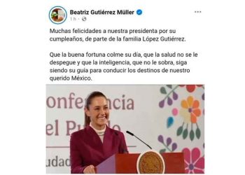 Felicita Gutiérrez Müller a Sheinbaum con polémico mensaje