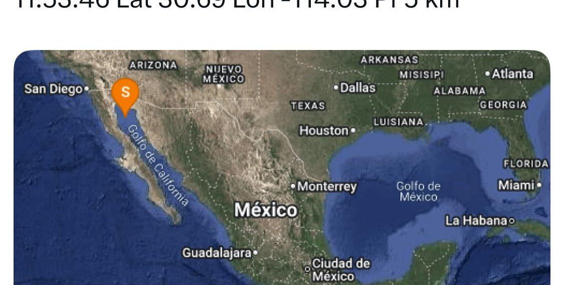 Protección Civil descarta daños por sismo en el Golfo de California