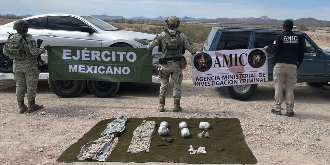 Asegurados dos vehículos, arma de fuego, droga y cartuchos durante operativo conjunto en Sonoyta