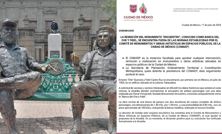 Retiro de escultura del “Che” Guevara y Fidel Castro; no autorizado