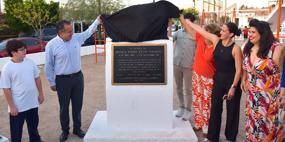 Devela Toño Astiazarán placa del parque “Mónica Félix Navarro”, obra ganadora del presupuesto CRECES 2024