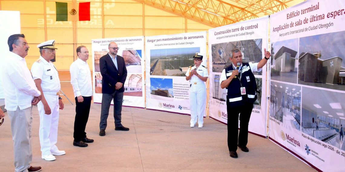 Gobernador Durazo y SEMAR arrancan obras de modernización de aeropuertos de Ciudad Obregón y Guaymas