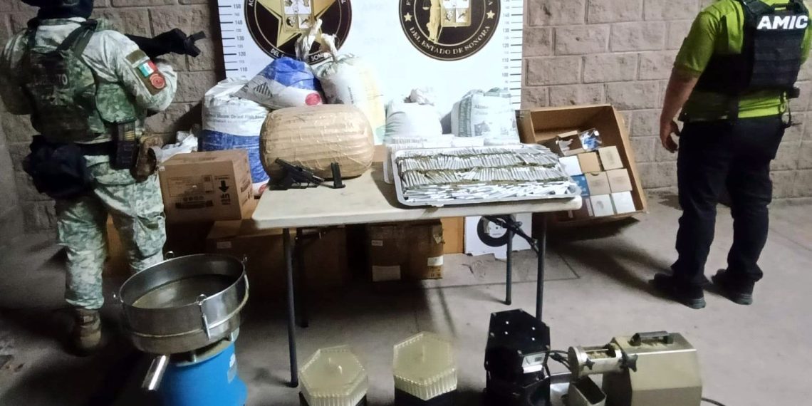 Aseguran droga, arma y equipo durante cateo coordinado en Hermosillo