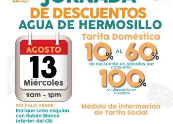Realizará Agua de Hermosillo Tres Jornadas de Descuentos este miércoles 13