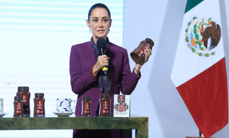 Presentan café Bienestar en la mañanera de Sheinbaum