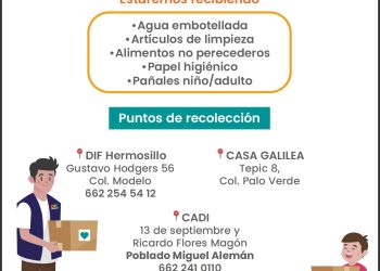 Habilita DIF Hermosillo Centros de Acopio para apoyar a personas afectadas por las lluvias