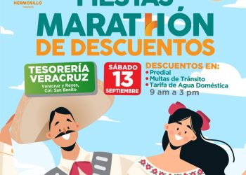 Invitan a aprovechar Maratón de Descuentos de Tesorería y Agua de Hermosillo en estas fiestas patrias