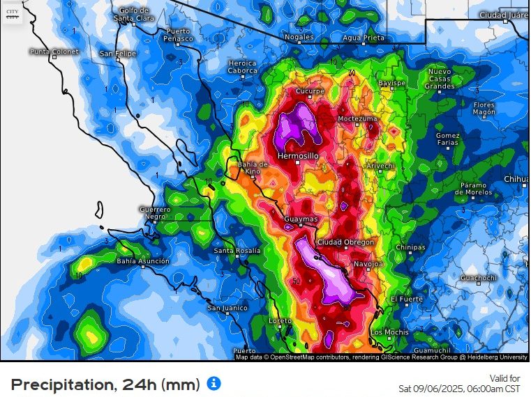 Gobierno de Sonora informa que se esperan lluvias de fuertes a muy fuertes en las próximas horas