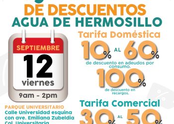 Invita Agua de Hermosillo a Jornada de Descuentos este viernes 12 de septiembre
