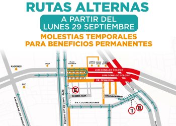 Cambiarán rutas alternas por construcción de paso a desnivel de Colosio y Solidaridad