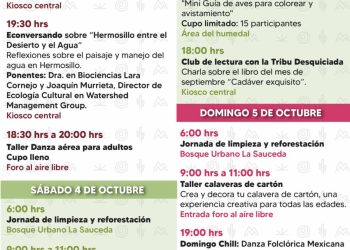 Gobierno de Sonora invita a disfrutar un fin de semana de cultura, naturaleza y arte en el Bosque Urbano La Sauceda