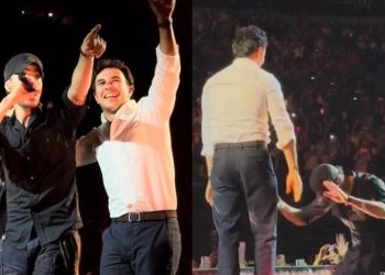 Enrique Iglesias se arrodilla ante “Checo” Pérez