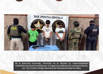 Operativo conjunto de AMIC, SEMAR y PESP deja tres detenidos, droga y arma asegurada en Hermosillo