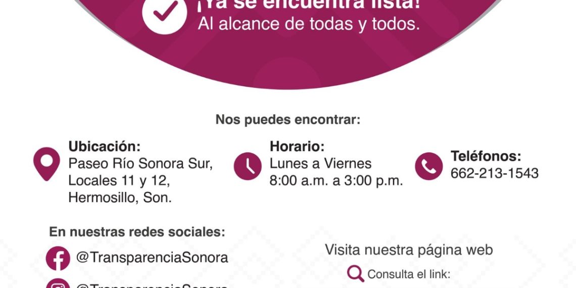 Transparencia para el Pueblo de Sonora, al alcance de todas y todos