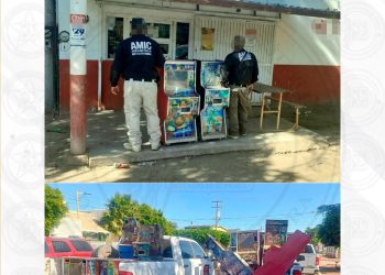 Asegura AMIC máquinas tragamonedas en San Ignacio Río Muerto y Bácum