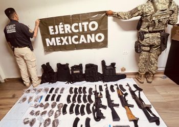 Guardia Nacional y Ejército Mexicano aseguranarmamento en Navojoa