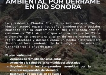 Minera de Grupo México va a resarcir daño por contaminación al río Sonora: Sheinbaum