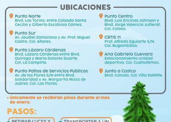 Invita Ayuntamiento de Hermosillo a depositar árboles navideños en centros de acopio