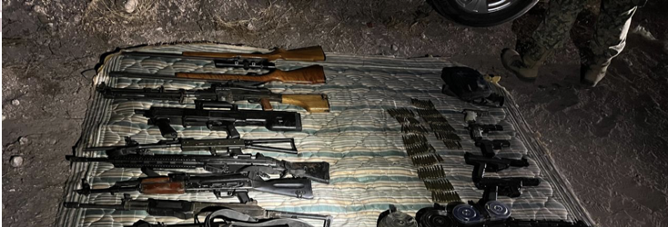 Guardia Nacional y Ejército Mexicano aseguran armas en el municipio de Navojoa